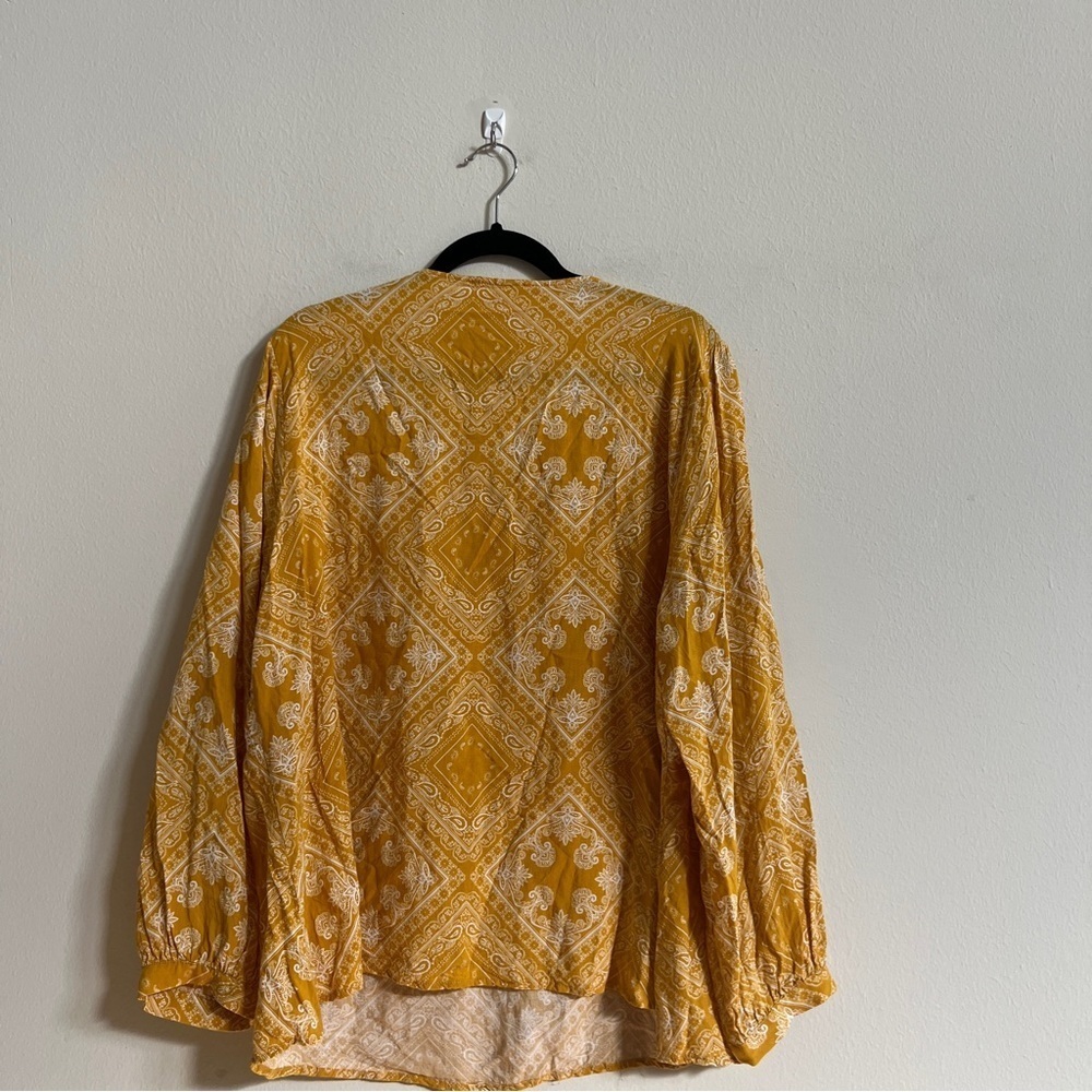Savanna Jane Yellow Embroidered Shirt Womens Plus Size 2x Sleeve Top - Picture 2 of 2